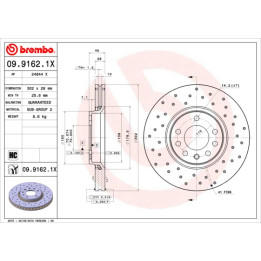Tarcza hamulcowa BREMBO 09.9162.1X