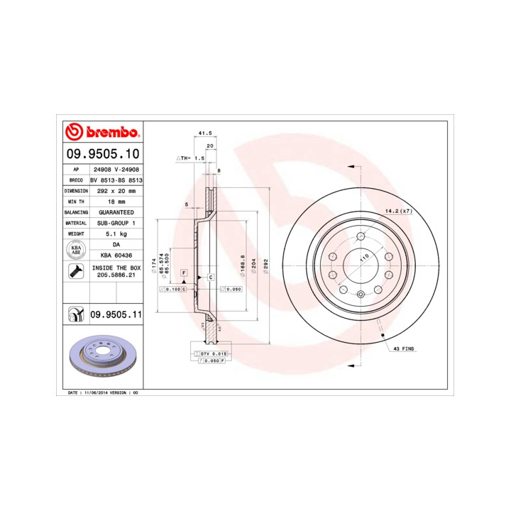 Tarcza hamulcowa BREMBO 09.9505.11