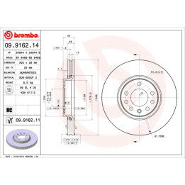 Tarcza hamulcowa BREMBO 09.9162.11
