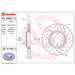 Tarcza hamulcowa BREMBO 09.9369.1X
