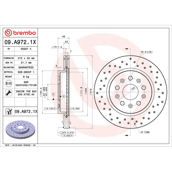 Tarcza hamulcowa BREMBO 09.A972.1X