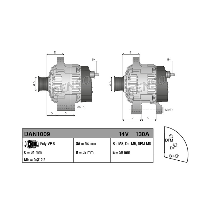 Alternator DENSO DAN1009