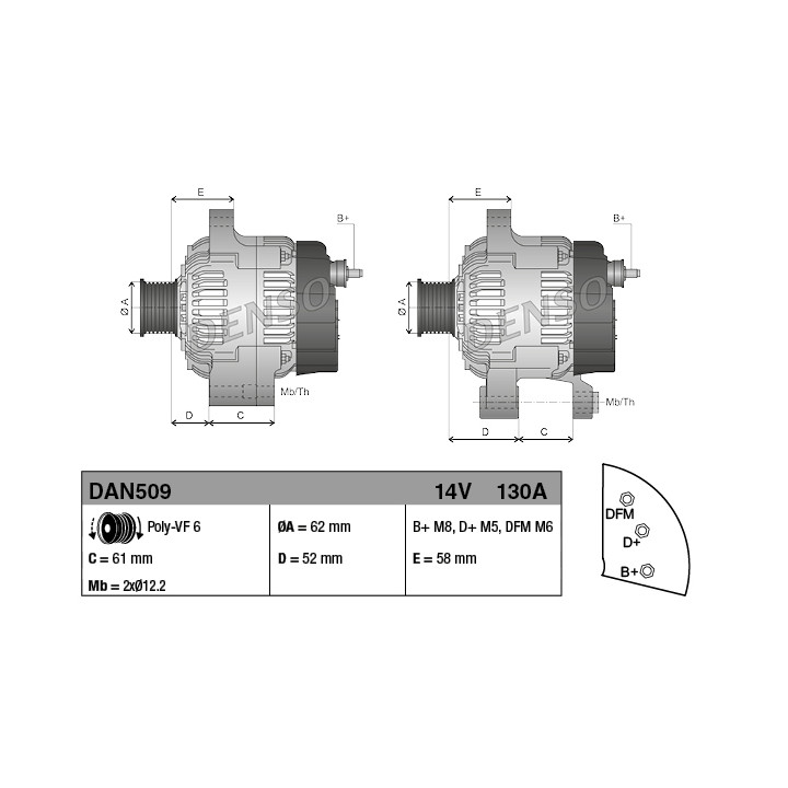 Alternator DENSO DAN509