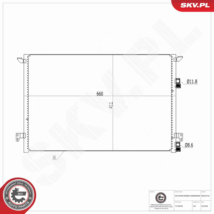 Skraplacz klimatyzacji ESEN SKV 86SKV164