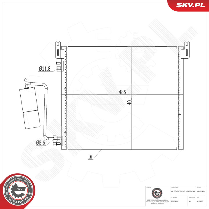 Skraplacz klimatyzacji ESEN SKV 86SKV453