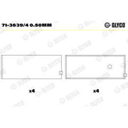 Panewki łożyska korbowodu GLYCO 71-3639/4 0.50mm