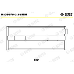 Panewki wału korbowego GLYCO H1095/5 0.25mm