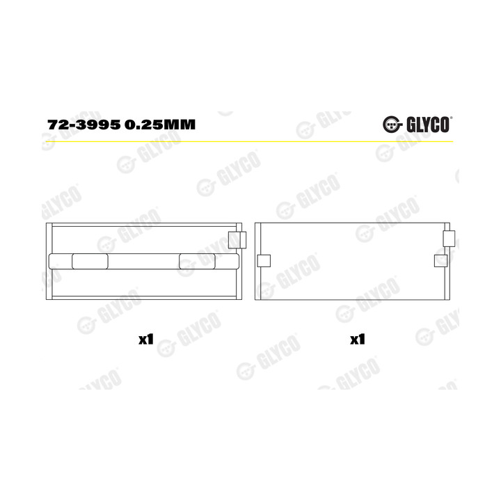 Panewki wału korbowego GLYCO 72-3995 0.25mm