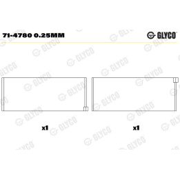 Panewki łożyska korbowodu GLYCO 71-4780 0.25MM