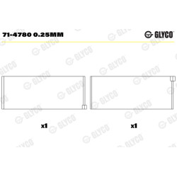 Panewki łożyska korbowodu GLYCO 71-4780 0.25MM