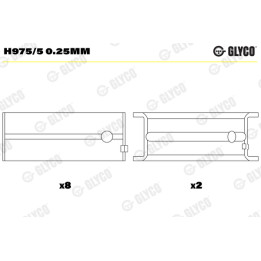 Panewki wału korbowego GLYCO H975/5 0.25mm