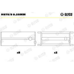 Panewki wału korbowego GLYCO H975/5 0.25mm
