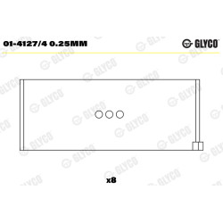 Panewki łożyska korbowodu GLYCO 01-4127/4 0.25mm