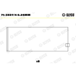 Panewki łożyska korbowodu GLYCO 71-3507/4 0.25mm