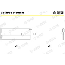 Panewki wału korbowego GLYCO 72-3995 0.50mm