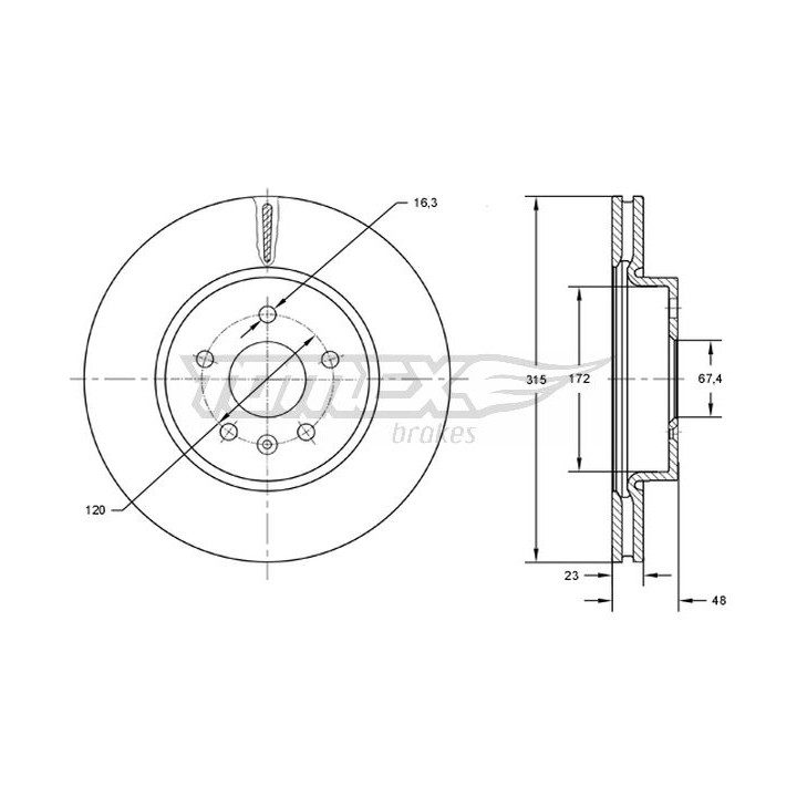 Tarcza hamulcowa TOMEX Brakes TX 72-97