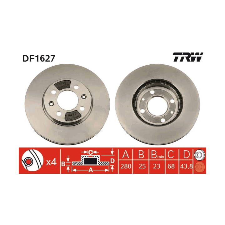 Tarcza hamulcowa TRW DF1627