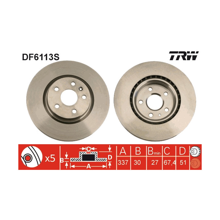 Tarcza hamulcowa TRW DF6113S