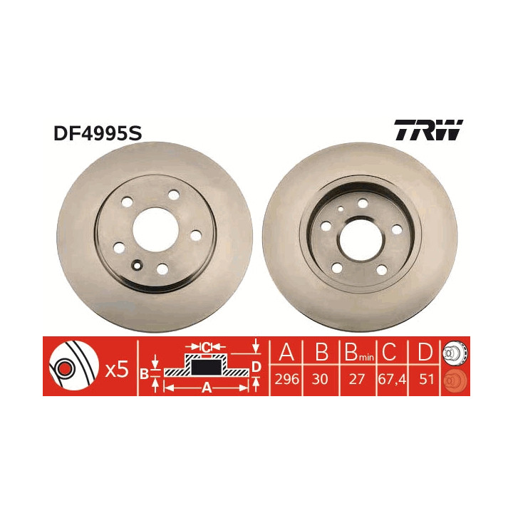 Tarcza hamulcowa TRW DF4995S
