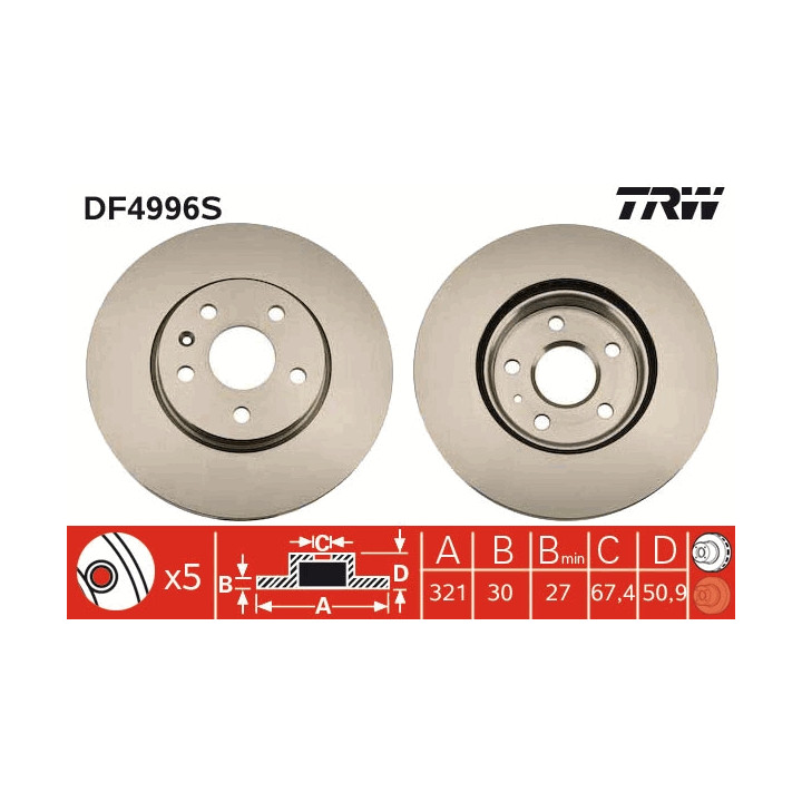 Tarcza hamulcowa TRW DF4996S