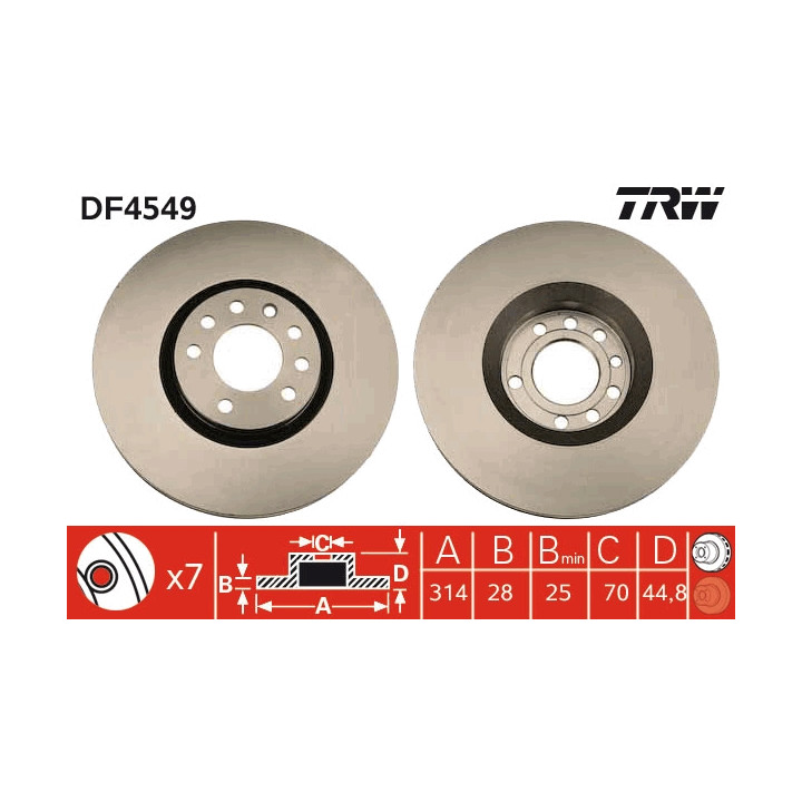 Tarcza hamulcowa TRW DF4549