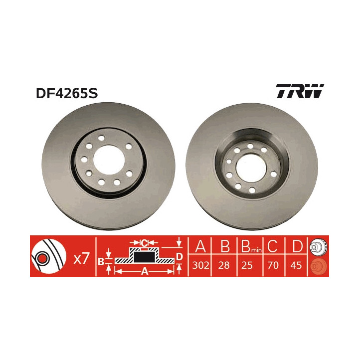 Tarcza hamulcowa TRW DF4265S