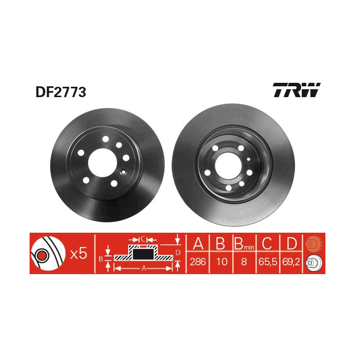 Tarcza hamulcowa TRW DF2773