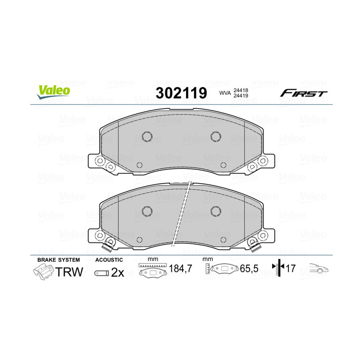 Klocki hamulcowe VALEO 302119