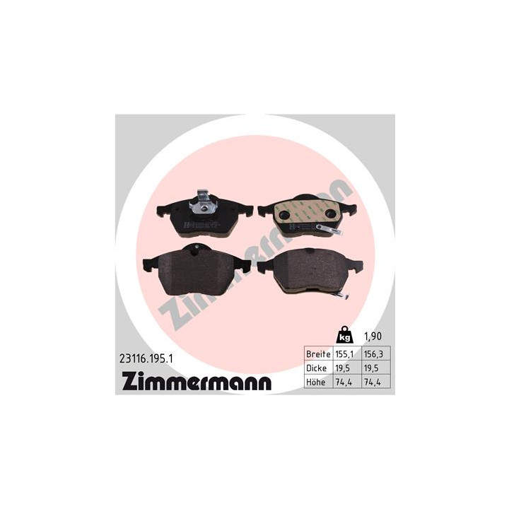 Klocki hamulcowe ZIMMERMANN 23116.195.1