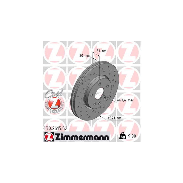Tarcza hamulcowa ZIMMERMANN 430.2615.52