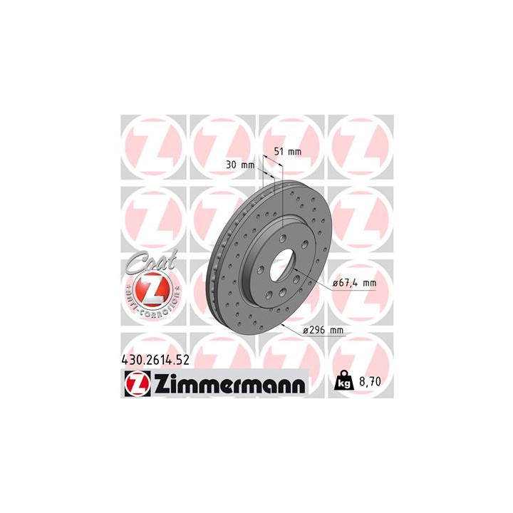 Tarcza hamulcowa ZIMMERMANN 430.2614.52