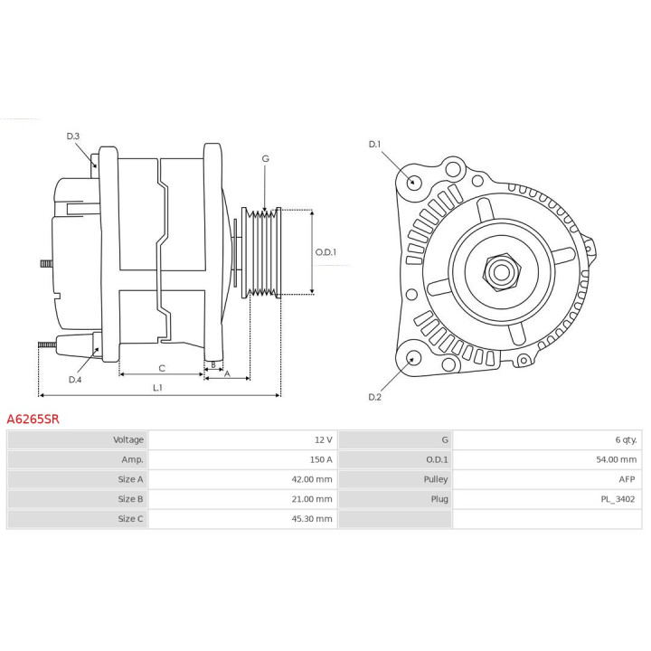 Alternator AS-PL A6265SR