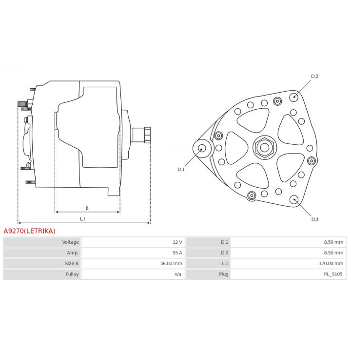 Alternator AS-PL A9270(LETRIKA)