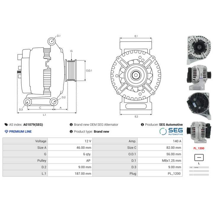 Alternator AS-PL A01079(SEG)