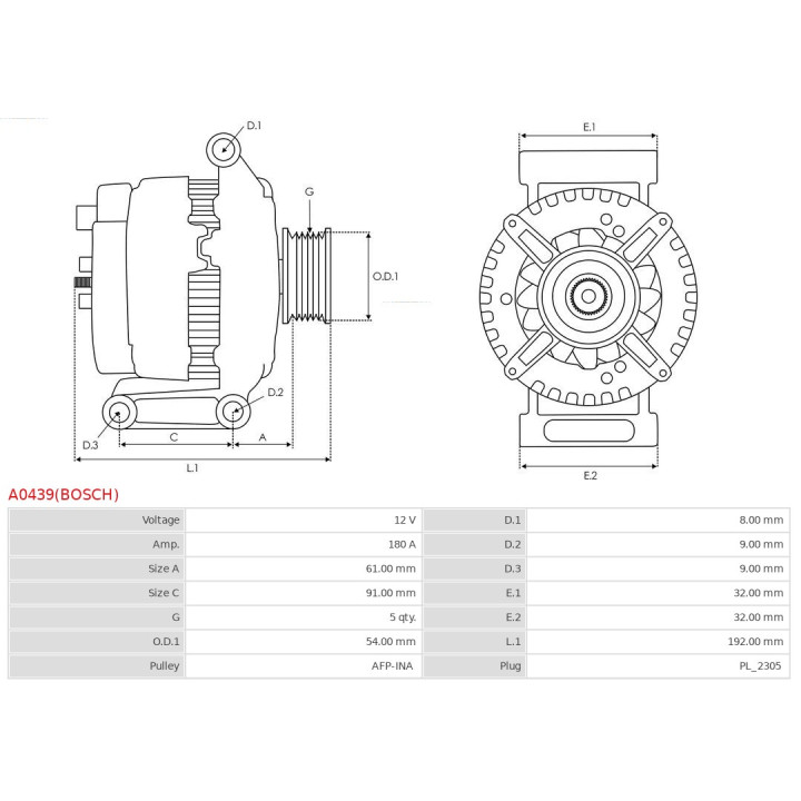 Alternator AS-PL A0439(BOSCH)