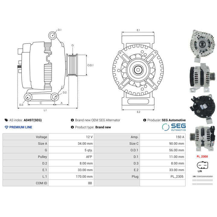 Alternator AS-PL A0497(SEG)