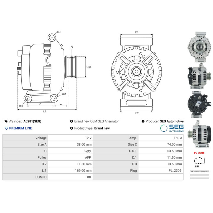 Alternator AS-PL A0281(SEG)