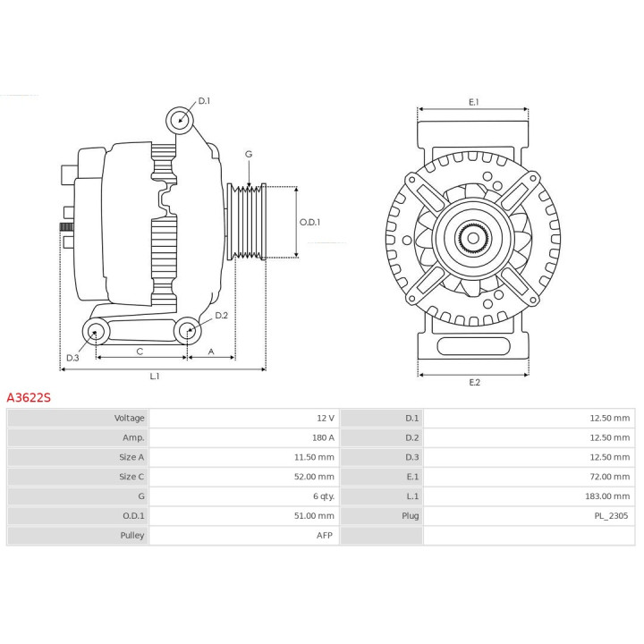 Alternator AS-PL A3622S
