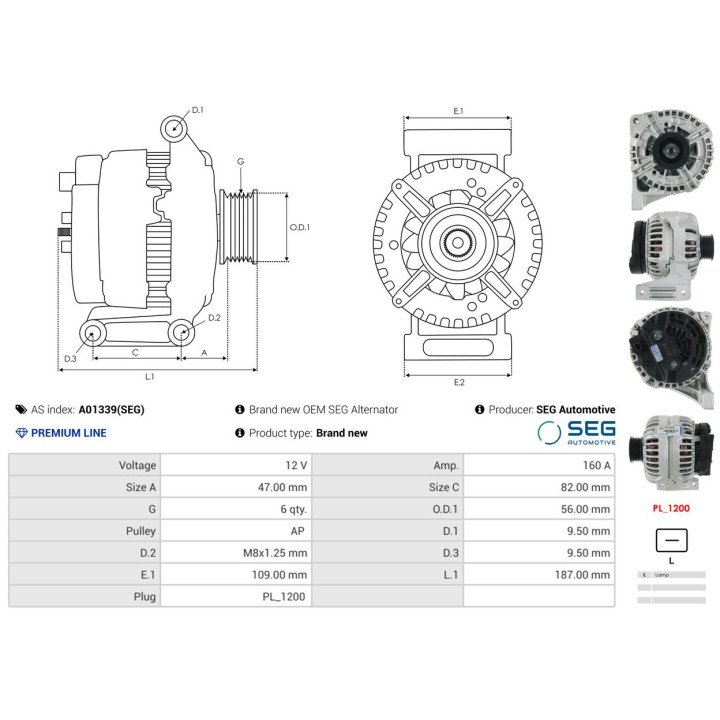Alternator AS-PL A01339(SEG)