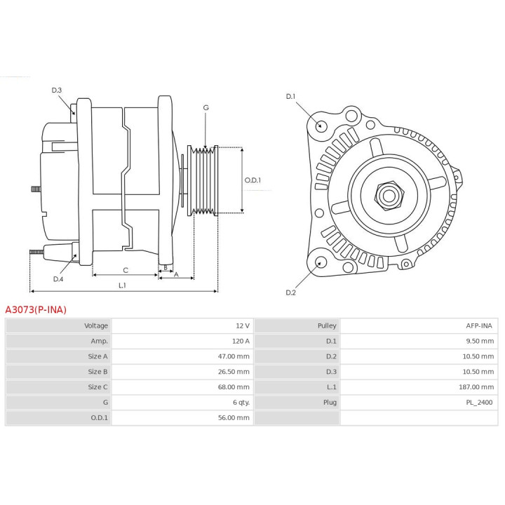 Alternator AS-PL A3073(P-INA)