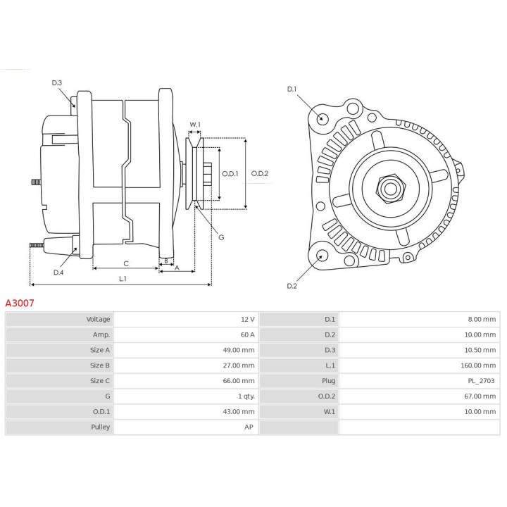 Alternator AS-PL A3007