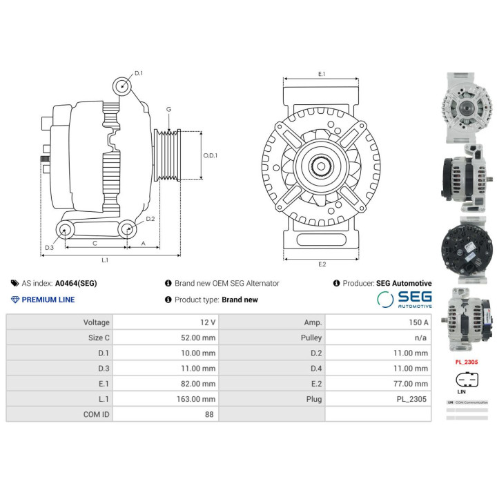 Alternator AS-PL A0464(SEG)