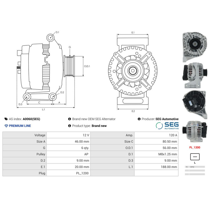 Alternator AS-PL A0060(SEG)