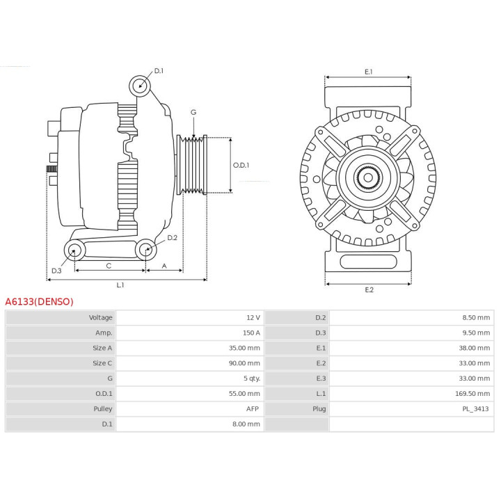 Alternator AS-PL A6133(DENSO)