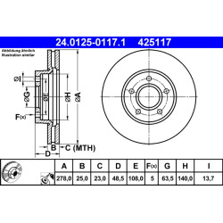Tarcza hamulcowa ATE 24.0125-0117.1