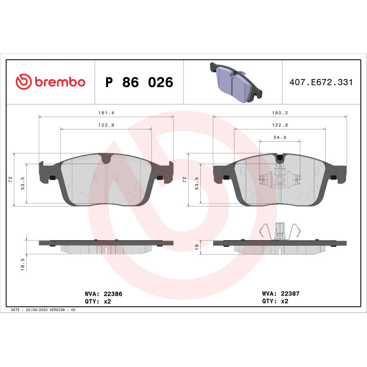 Klocki hamulcowe BREMBO P 86 026