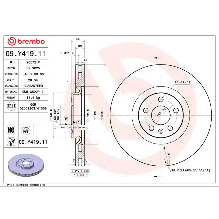 Tarcza hamulcowa BREMBO 09.Y419.11
