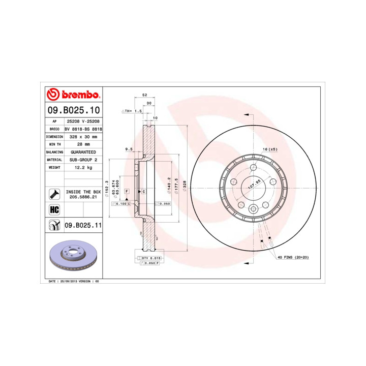 Tarcza hamulcowa BREMBO 09.B025.11