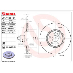 Tarcza hamulcowa BREMBO 09.A426.21