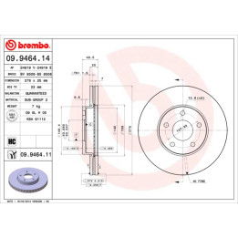 Tarcza hamulcowa BREMBO 09.9464.11